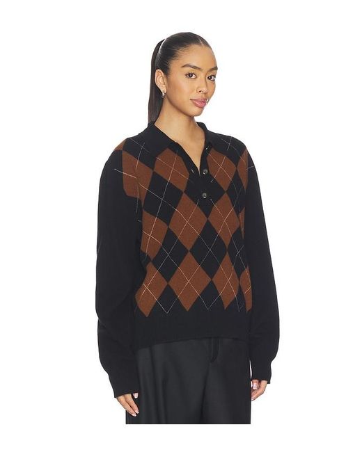 Rohe Black Compact Knitted Check Polo