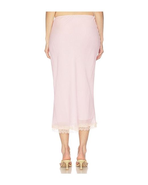 Helsa Pink Viscose Georgette Slip Skirt With Lace