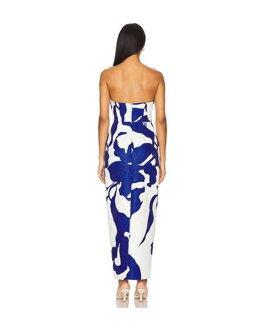 MILLY Blue Orion Camellia Floral Jacquard Dress
