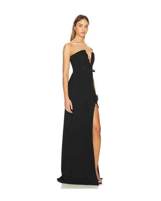 SAU LEE Black Flora Dress