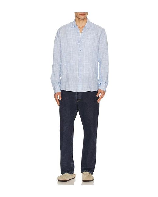 Onia Blue Linen Long Sleeve Shirt for men