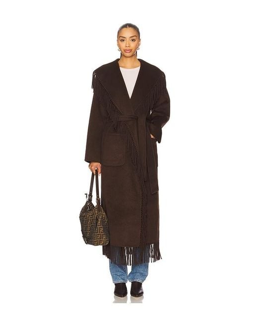 Jonathan Simkhai Brown Carrie Fringe Robe Coat