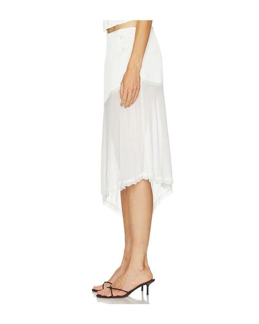 Runaway the Label White Emberly Midi Flounce Skirt