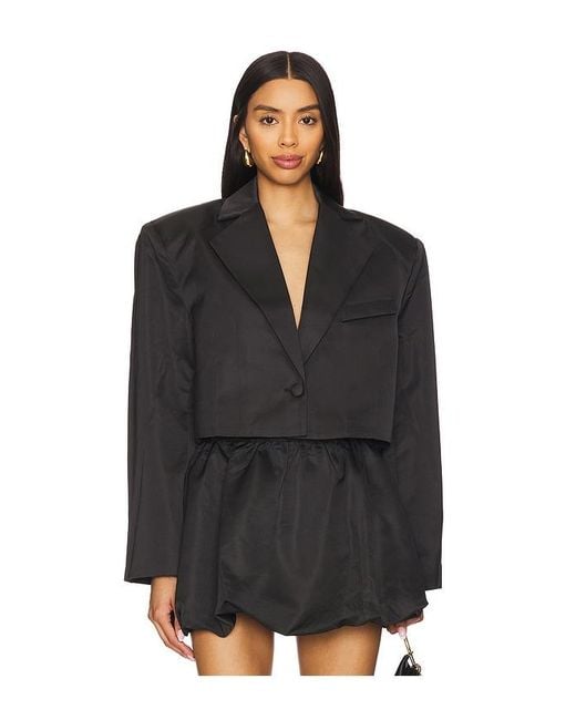 WeWoreWhat Black Cropped Satin Blazer