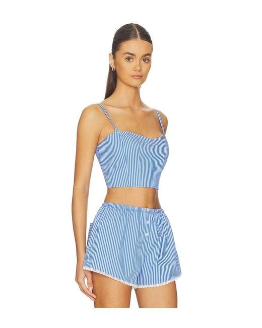 GOOD AMERICAN Blue Poplin Bustier Cami Top