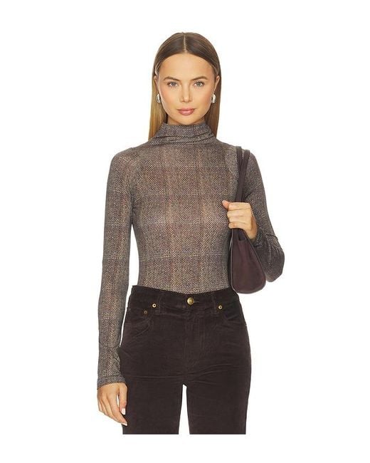Rag & Bone Brown Shaw Paneled Turtleneck Tee
