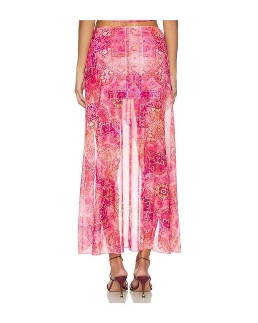 Runaway the Label Pink Emery Midi Flounce Skirt