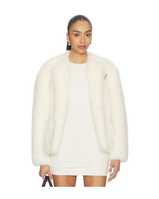 we11done White Faux Fur Belt Jacket