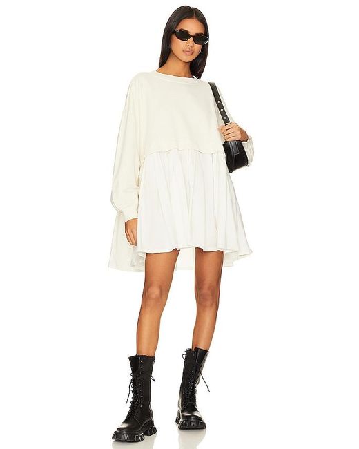 Free People White Eleanor Sweatshirt Dress
