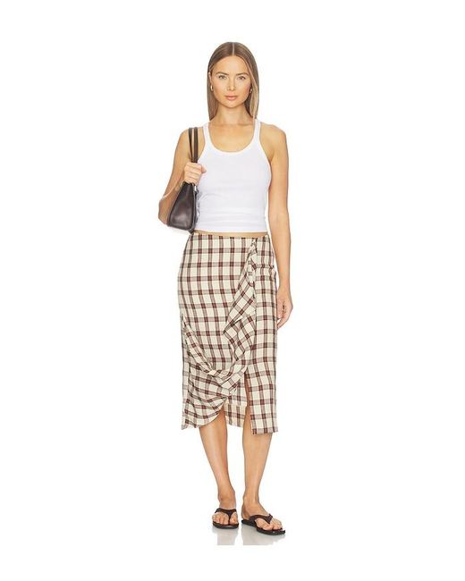 Rohe Natural Draped Check Skirt