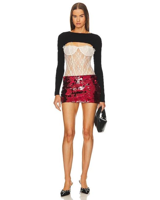 GUIZIO Red Paillette Skirt