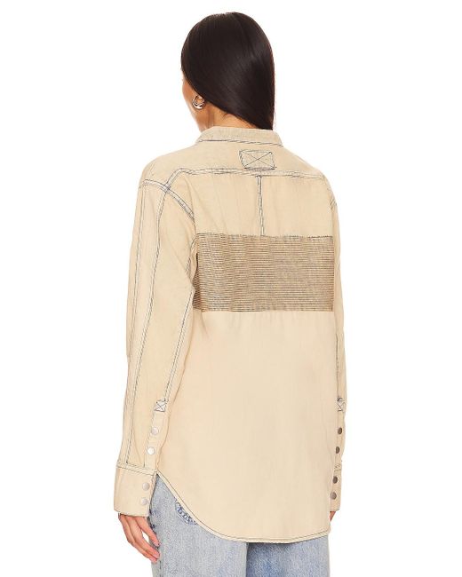 Free People X We The Free Moto Color Block Shirt Natural