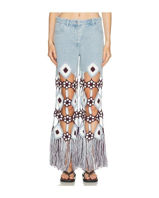 Leslie Amon White Belma Crochet Jean