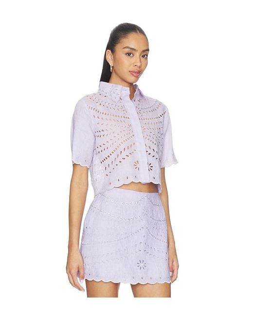 Karina Grimaldi White Elin Embroidered Top