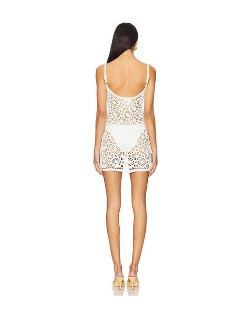Frankie's Bikinis White Sunshine Crochet Mini Dress