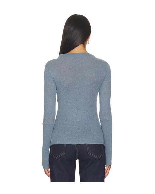 Enza Costa Blue Cashmere Jersey Twist Top