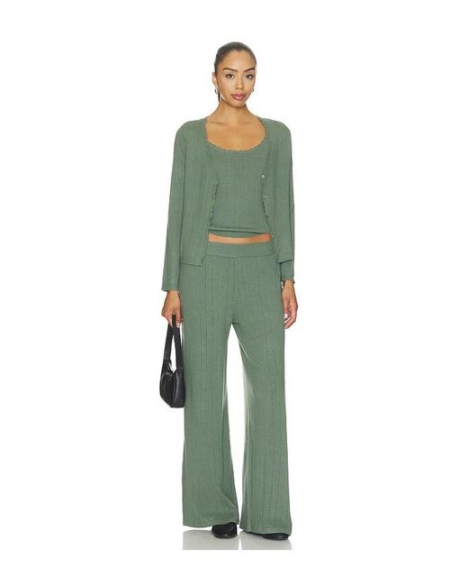 Eberjey Green Pointelle Straight Leg Pant