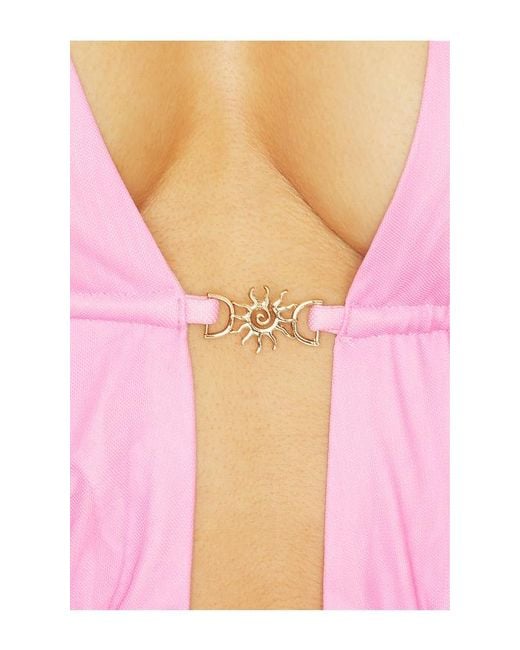 Runaway the Label Pink Adrianna Plunge Ruched Maxi Dress