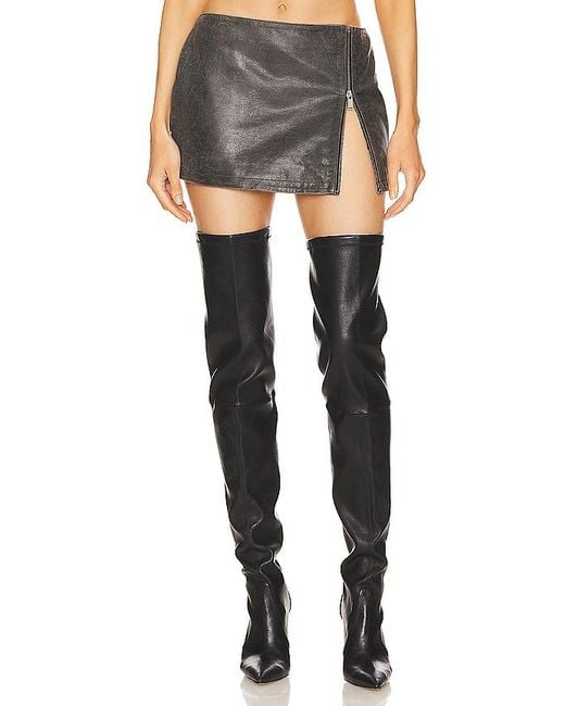 retroféte Black Leather Langely Skirt