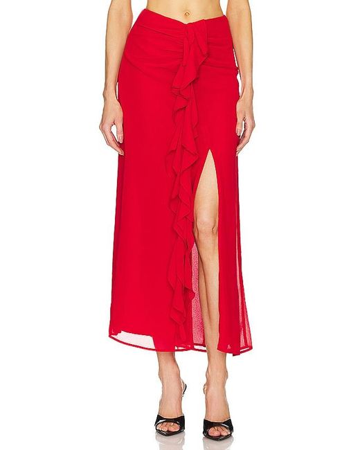 Bardot Red Akasha Midi Skirt