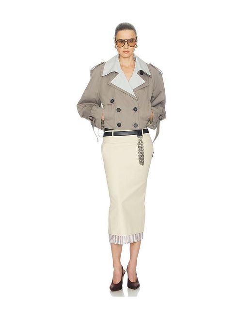 The Attico White Low Rise Midi Skirt