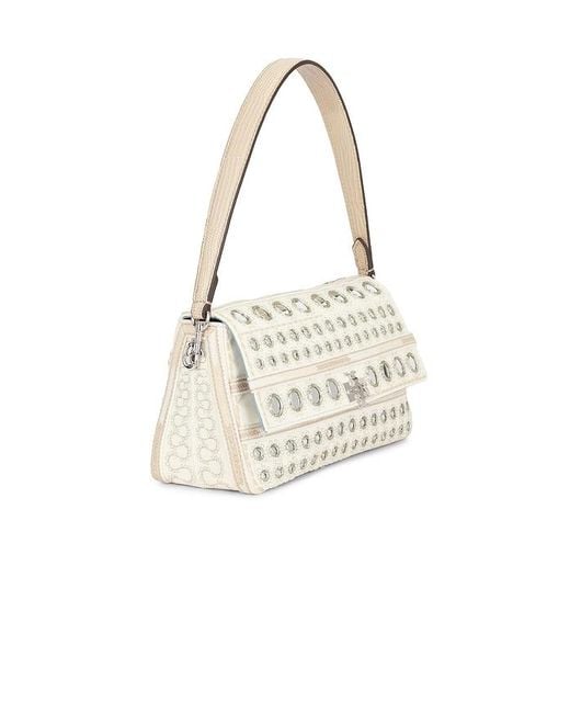 Tory Burch White Charlie Embellished Small Shoulder Bag