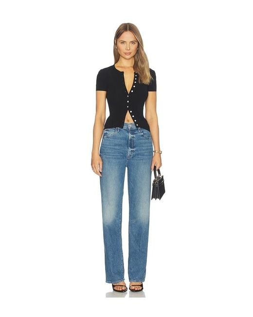 Mother Blue High Waisted Tunnel Vision Sneak Jeans