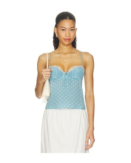 For Love & Lemons Blue Babette Camisole Top
