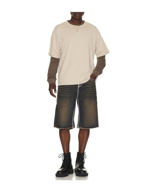 True Religion Black Mikey Super T Flap Denim Shorts for men