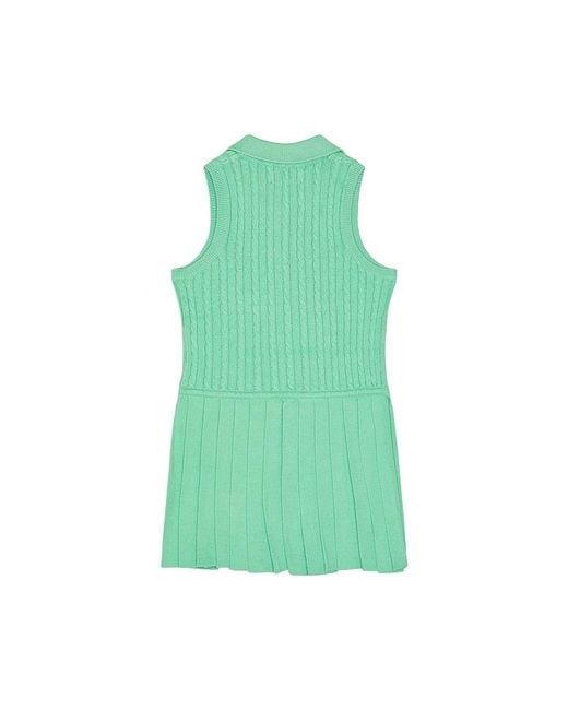 Polo Ralph Lauren Green Sleeveless Cotton Mini Cable Collared Dress