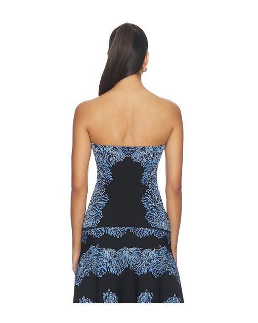 Ulla Johnson Blue Madelie Strapless Knit Jacquard Top