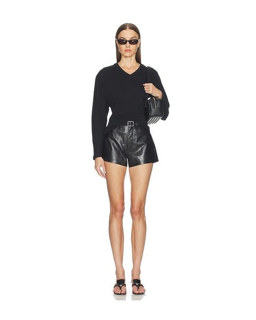 Re/done Black Leather A Frame Short