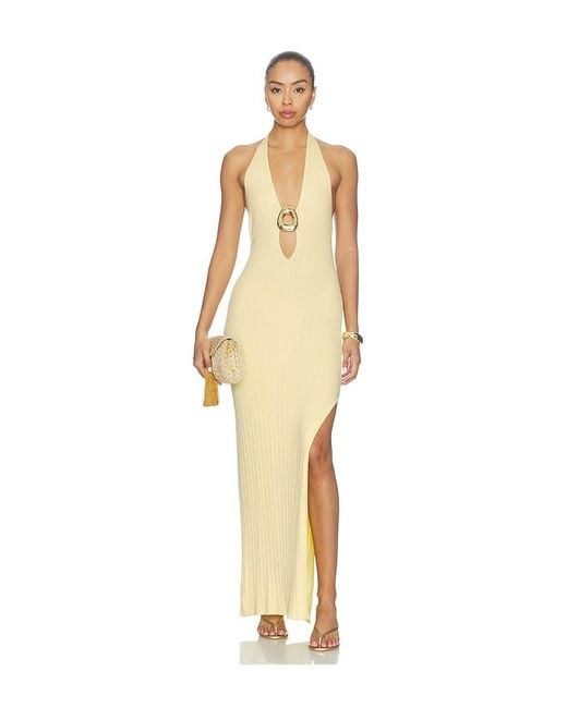 Runaway the Label Natural Lilabelle Halter Knit Maxi Dress