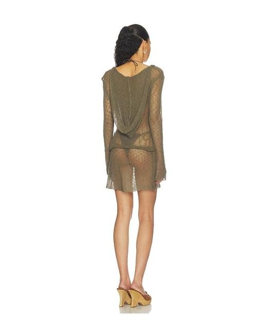 Jaded London Natural Knit Hooded Cutout Mini Dress