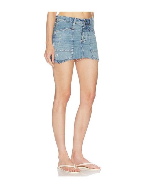 Free People Blue X We The Free Dolly Denim Mini Skirt
