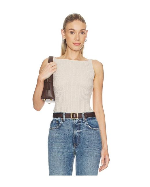 Soft Goat Blue Cable Knit Singlet Top