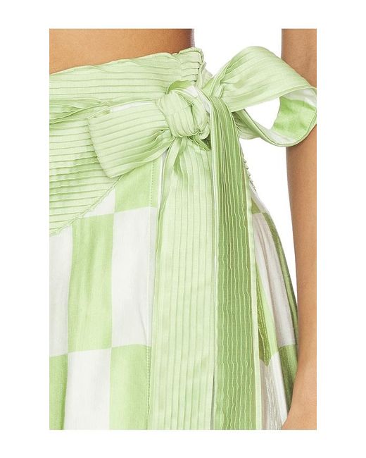 VERANDAH Green Pushpanjali Wrap Maxi Skirt