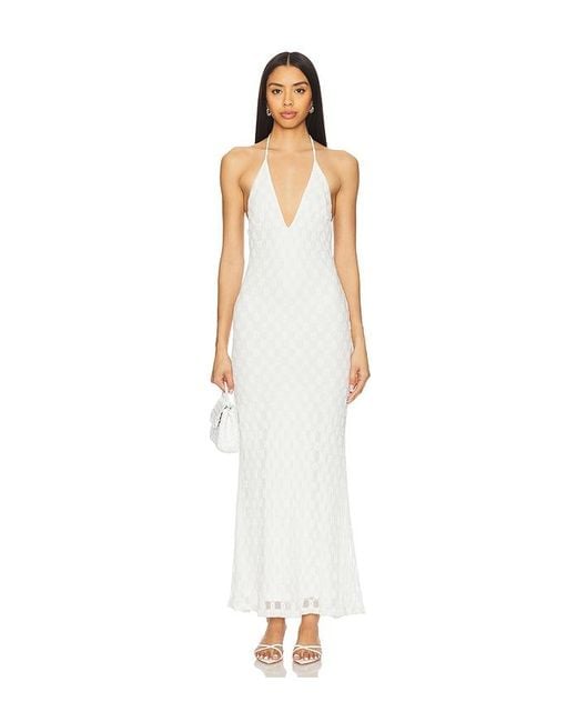 Bardot White X Revolve Adoni Halter Mesh Midi Dress