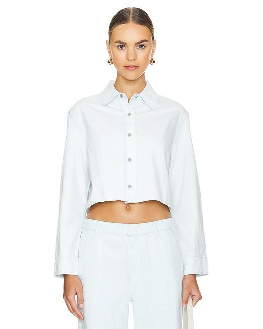 Vince White Spring Twill Cropped Shirt