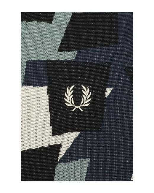 Fred Perry Black Fragment Jacquard Knit Polo Shirt for men