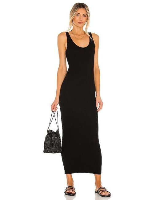 Enza Costa Black Silk Rib Ankle Length Tank Dress
