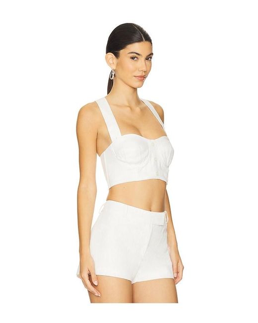 Sans Faff White Sorrento Linen Halter Bralette