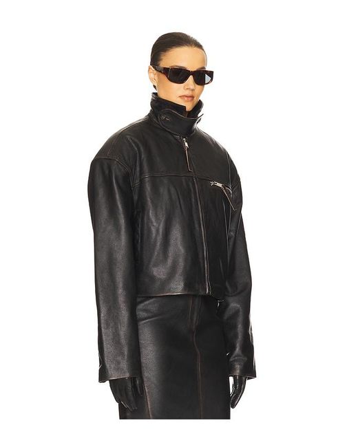 Helsa Black The Leather Oversized Moto Jacket