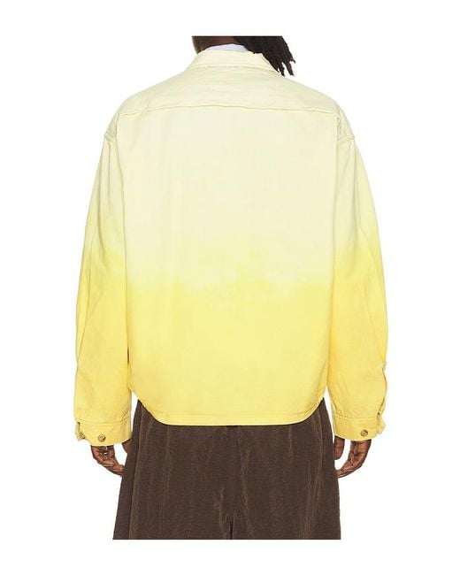 Beams Plus Yellow Short Blouson Gradation Print for men