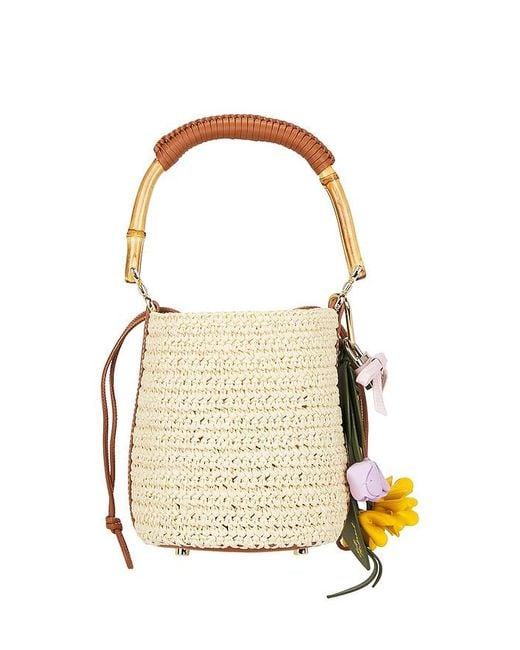 Self-Portrait Metallic Soft Raffia Bucket Bag