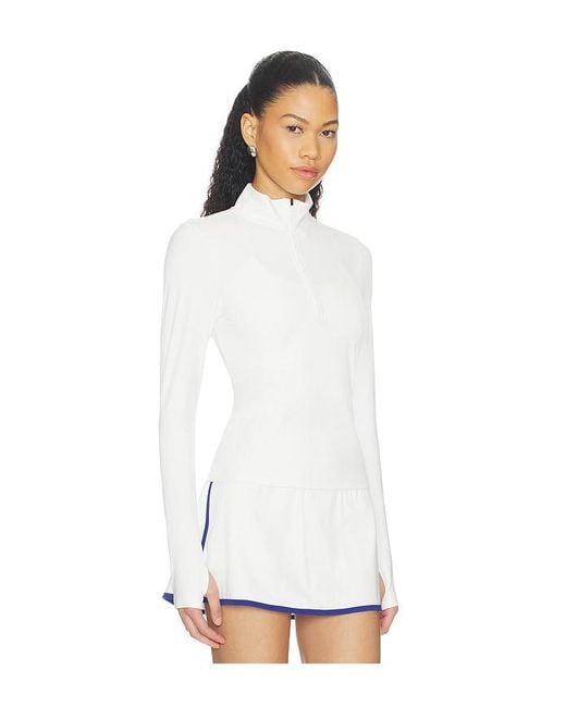 Splits59 White Tess Rigor Half Zip Waist Length Top