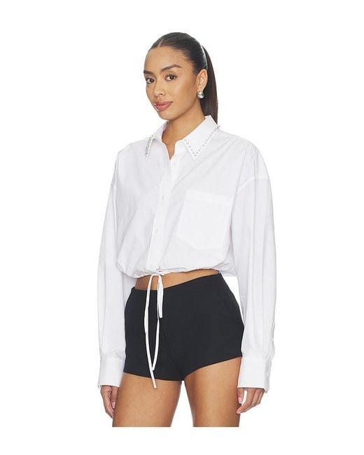 Alexander Wang White Wrap Shirt With Crystal Stud Collar