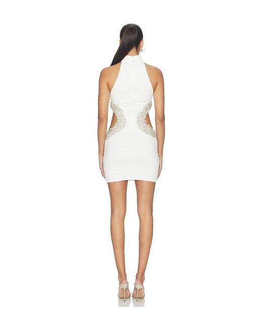 Bronx and Banco White Camila Halterneck Double Cutout Mini Dress