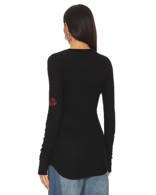 Lauren Moshi Black Mckinley Thermal Tee