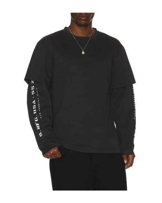 Stampd Black S26 Double Layered Long Sleeve Relaxed Tee for men